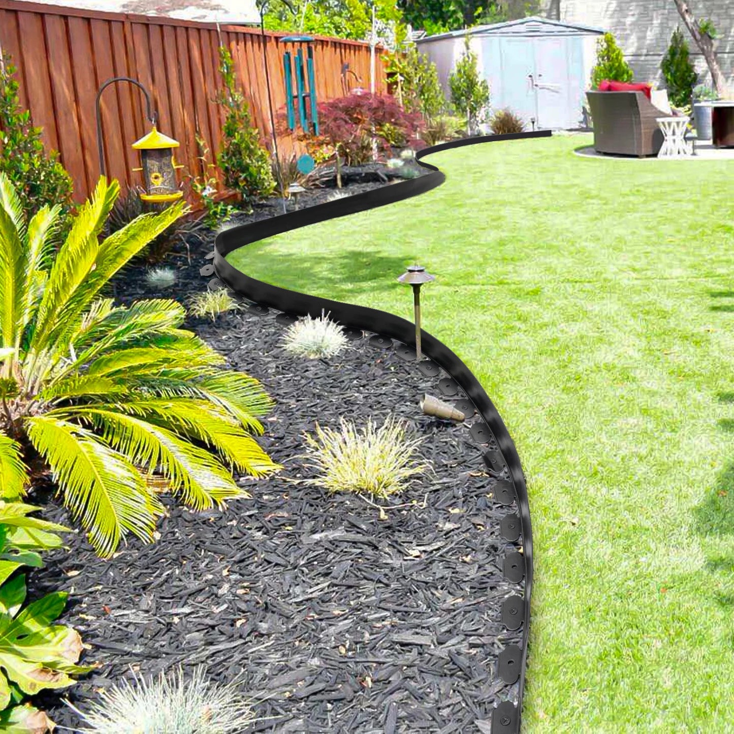 Fixed Garden Barrier Lawn Grass. Plastic  Border Landscape Edging Kit, W/Anchoring Spikes