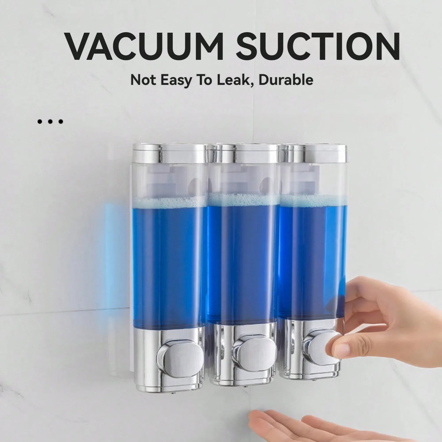 3 in 1 Chamber Wall Mounted Bathroom Shower Pump Dispenser, Organizer