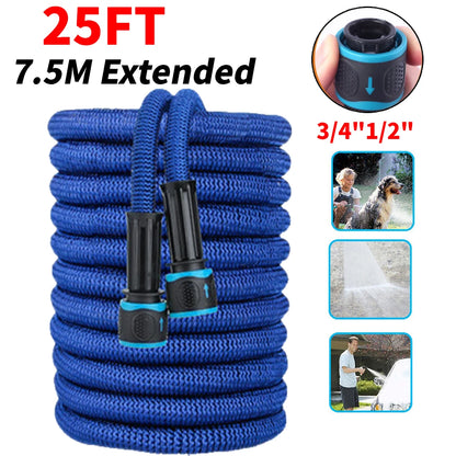 25FT Extendable Garden Water Hose Durable TPE High Pressure Hose
