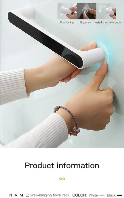 Self-Adhesive Towel Holder Rack, Wall Mounted Towel Hanger, Bathroom Organizer