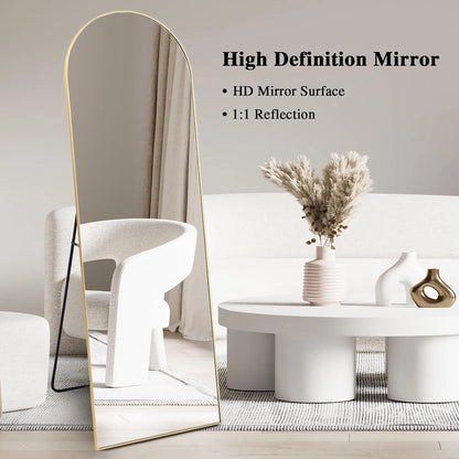 Gold Arched Mirror Full Length w/Stand 21" x 64"