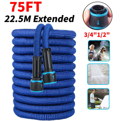 25FT Extendable Garden Water Hose Durable TPE High Pressure Hose