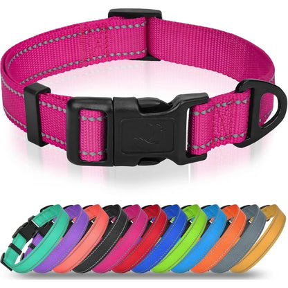 Small Dog Collar, Reflective and Adjustable Nylon Collar w/Quick-Release Buckle