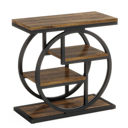 End Table for Living Room, 4 Tier Narrow side Table with Storage Shelves