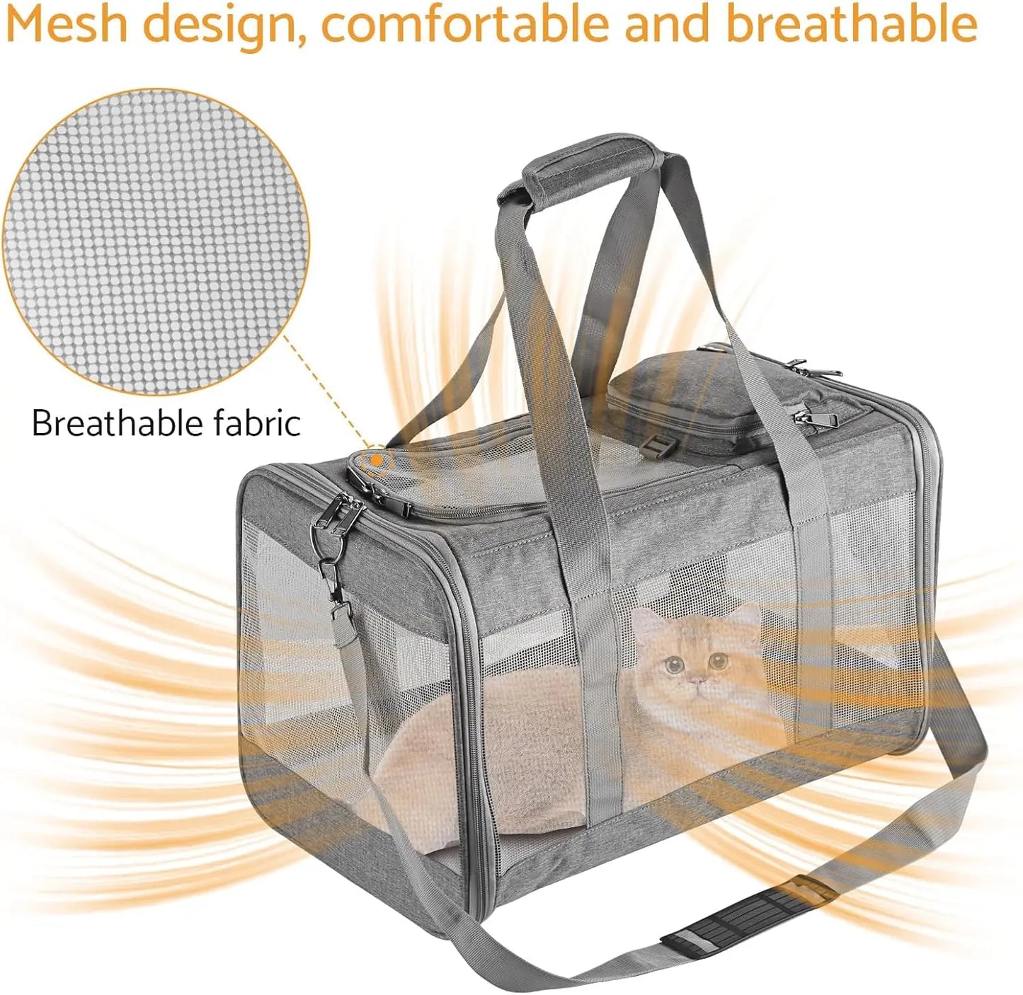 Airline Approved Pet Carrier for Cats, Dogs Soft Travel Bag W/Breathable Honeycomb Board