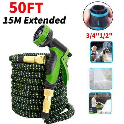25FT Extendable Garden Water Hose Durable TPE High Pressure Hose