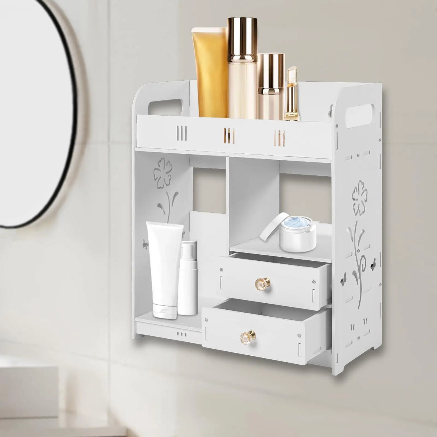 Bathroom Wall Cabinet, Wooden, 2 Drawer storage