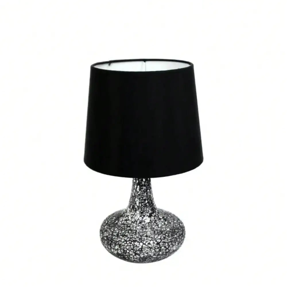 14.17" Mosaic Tiled Glass Genie Table Lamp W/Satin Look Fabric Shade