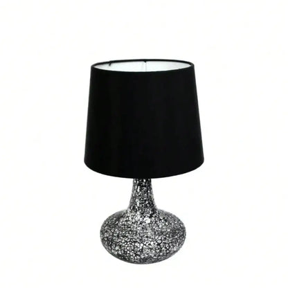 14.17" Mosaic Tiled Glass Genie Table Lamp W/Satin Look Fabric Shade