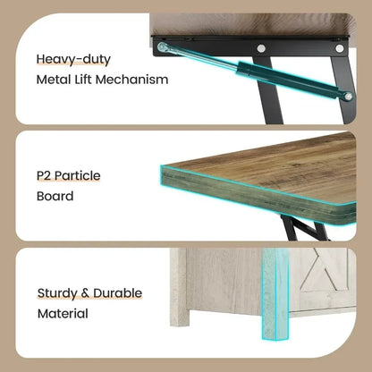 Lift Top Coffee Table, 4 in 1 Multi-Function Convertible Table W/Storage