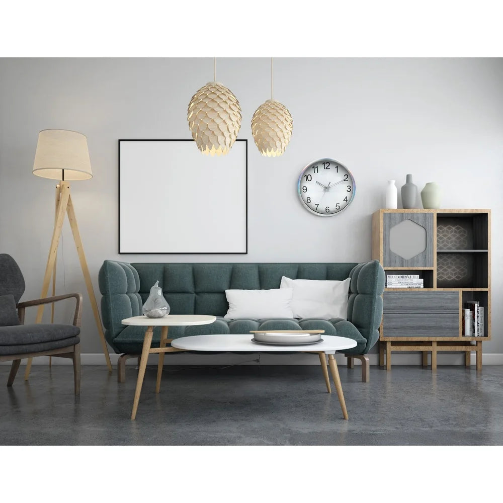 12" Quartz Wall Clock, Iridescent Stylish Design, Large Bold Numbers, Easy Read