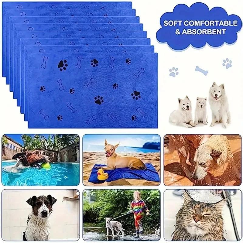 2pcs Soft Microfiber Dog Towels-Quick Dry, Absorbent Pet Bath & Grooming Towels