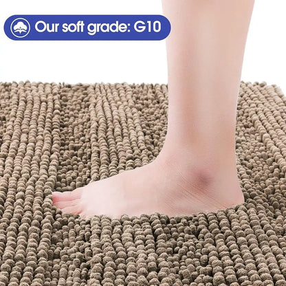 Ultra Soft Chenille Bath Rugs, Non Slip Absorbent Bathroom Mat Set